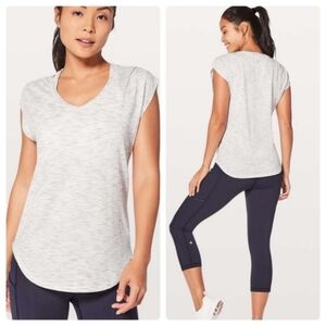 Lululemon Athletica Sweat Times Short Sleeve Tiger Space Dye Hail White Size 2